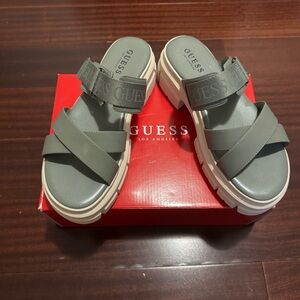 GUESS Green Platform Sandals